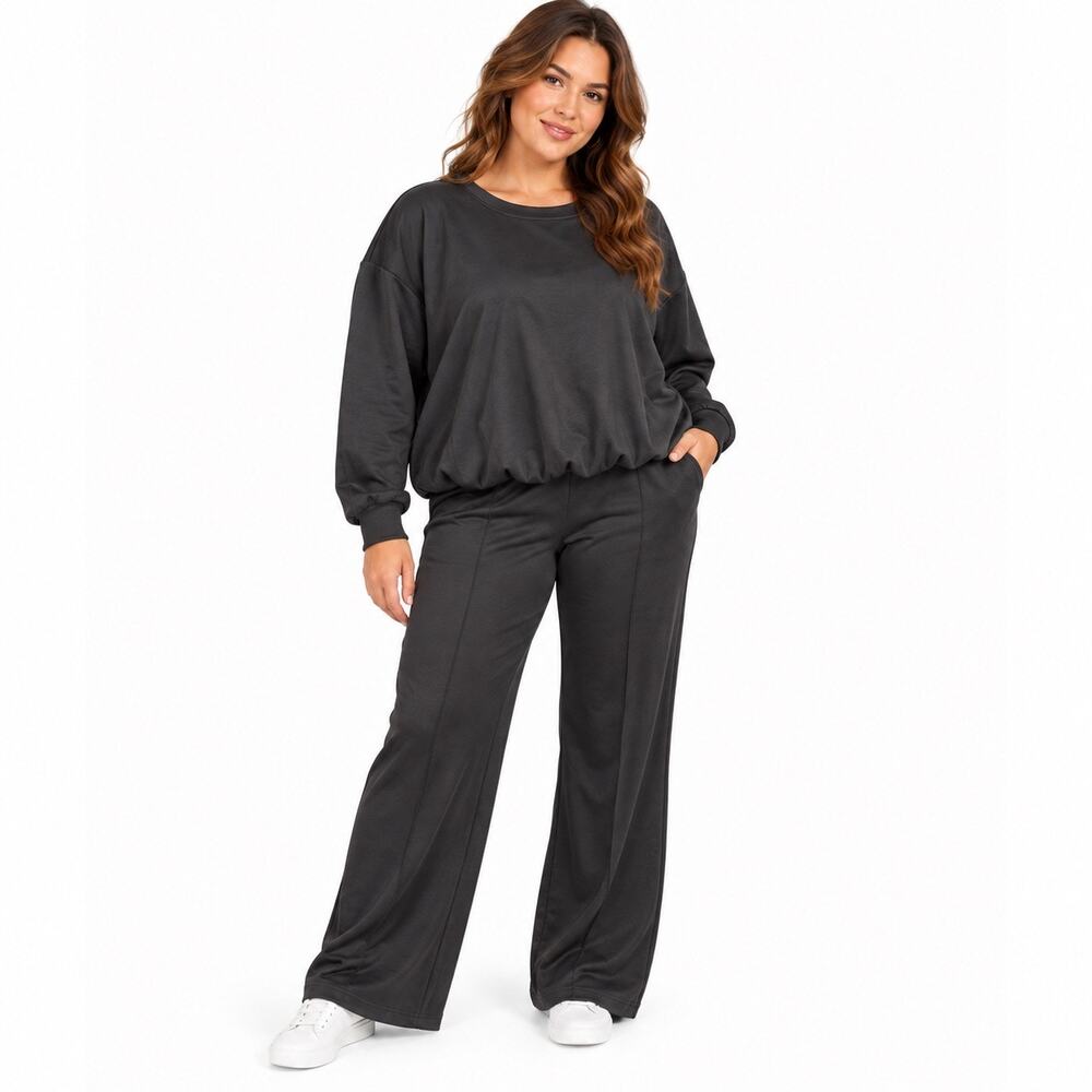 House of Mae Womens Sweat Suit Set Sweatshirt and Sweatpants Bubble Hem Bootcut